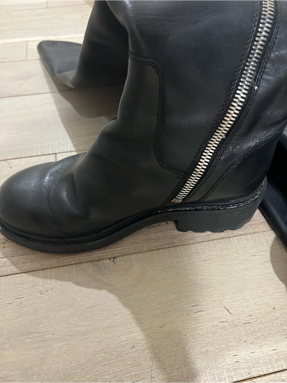 Ash Black Over-the-Knee Zip Combat Boots - Picture 7 of 7